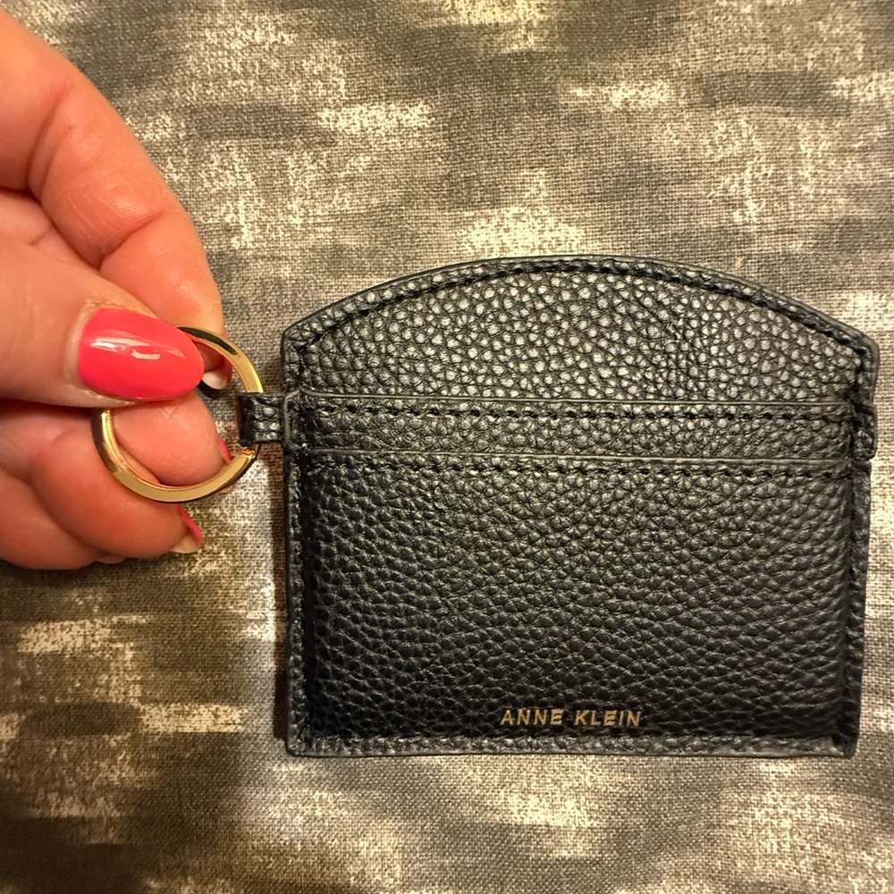 NWOT- Anne Klein Black Card Holder with Gold Keyring